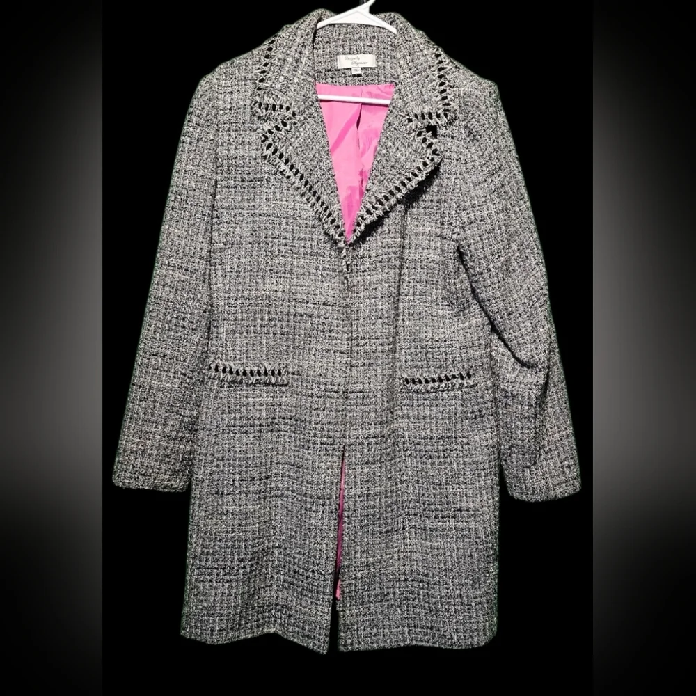 Vintage Designs By Seymour Elegant Gray Tweed Women's Coat Size 16 PTP 23 - Picture 1 of 4